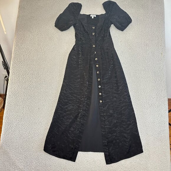 Good American Leopard Print Dress Button Front Puff Sleeve - Picture 12 of 16